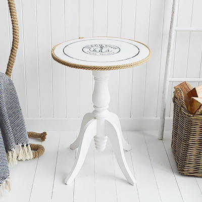 Beach Club White Lamp Table. New England Beach and Coastal Furniture designed for beach houses, interiors and homes by the sea from The White Lighhtouse